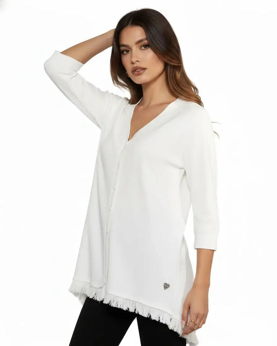 Cardigan over con frange OFF WHITE DORABELLA