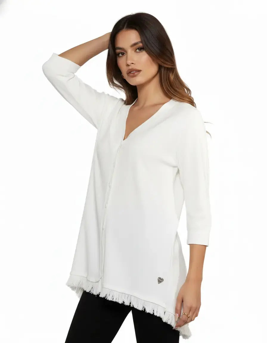 Cardigan over con frange OFF WHITE DORABELLA