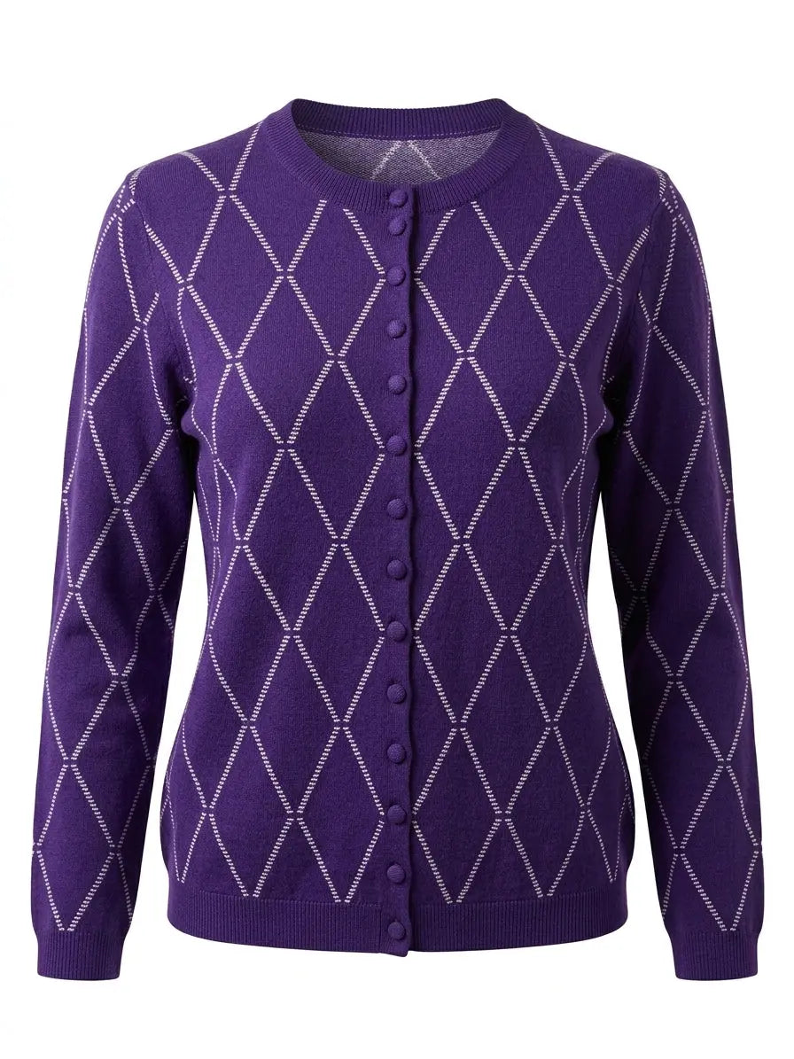 Cardigan rombi con bottoncini ricoperti DORABELLA