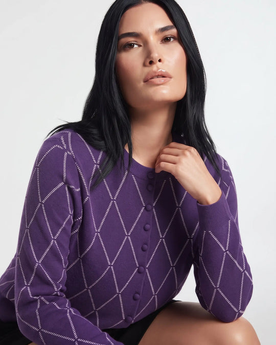 Cardigan rombi con bottoncini ricoperti DORABELLA