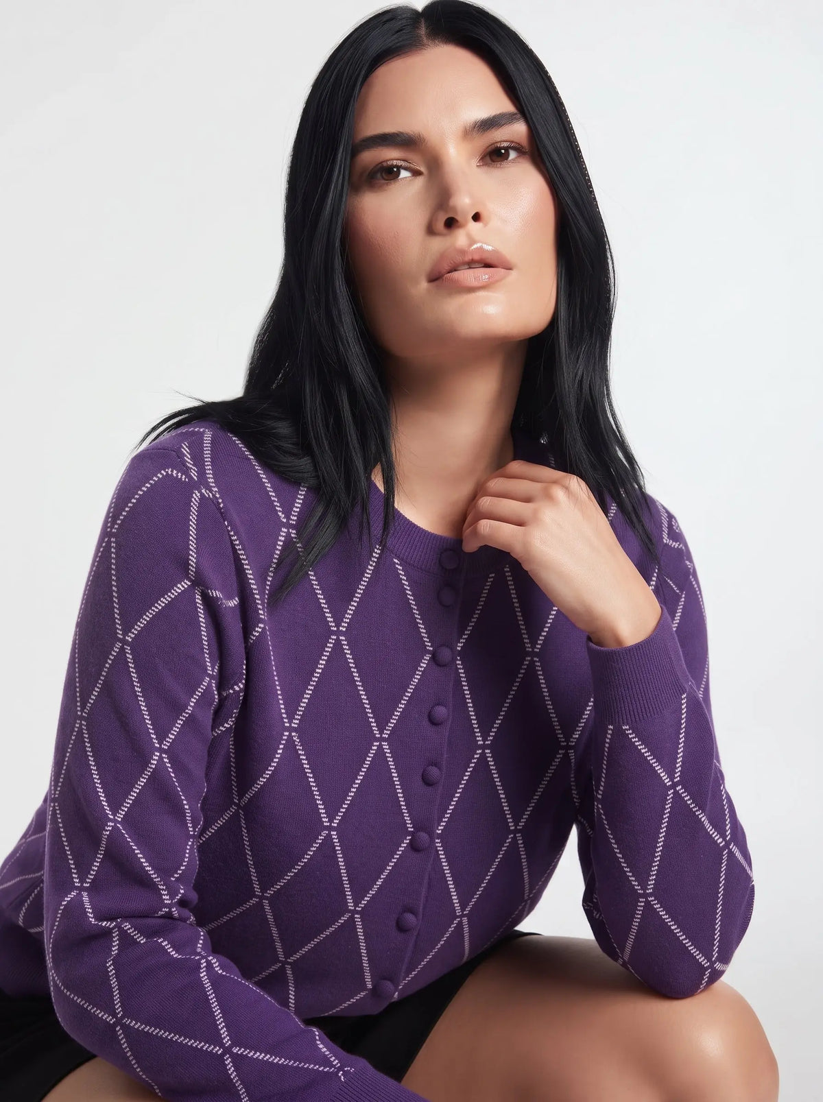 Cardigan rombi con bottoncini ricoperti DORABELLA