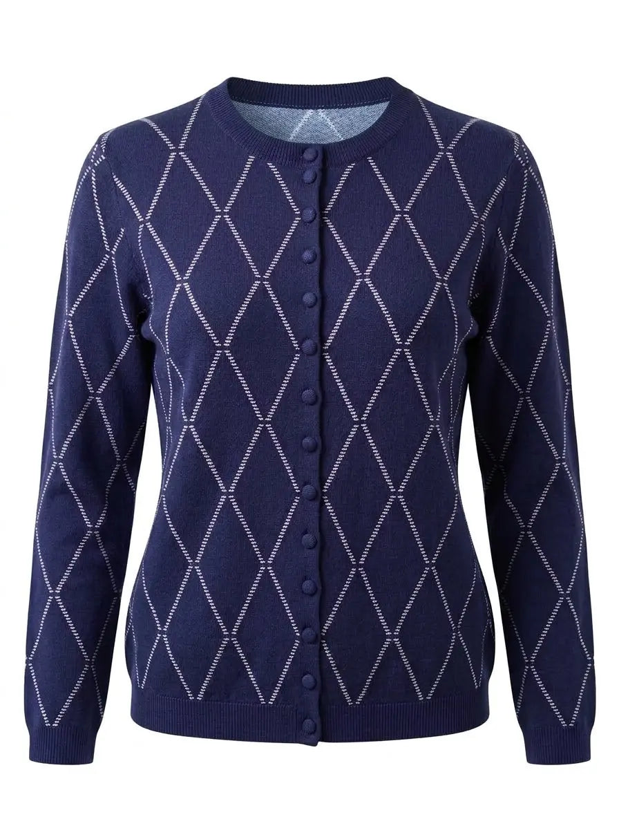 Cardigan rombi con bottoncini ricoperti DORABELLA