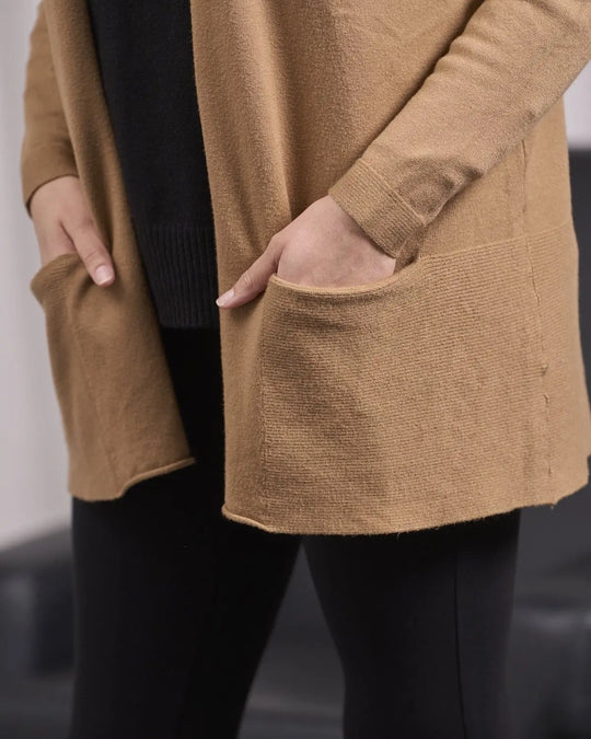 Cardigan sciallato con tasche CAMMELLO DORABELLA PIU' L-XL