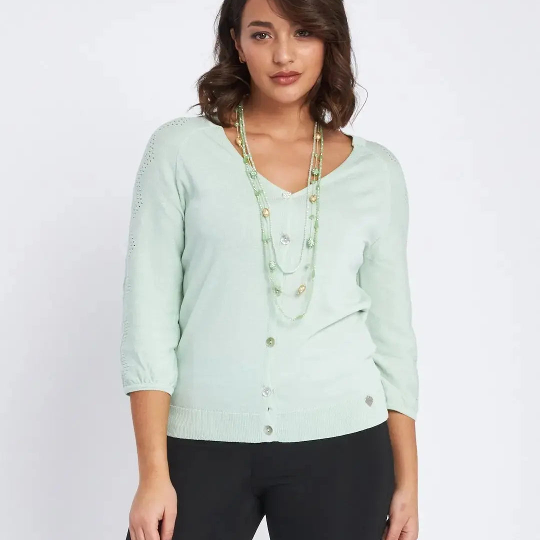 Cardigan scollo a V con bottoni e maniche a trafori ALOE DORABELLA XXL