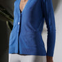 Cardigan scollo a V in maglia di misto viscosa con logo in strass. DORABELLA