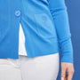 Cardigan scollo a V in maglia di misto viscosa con logo in strass. DORABELLA