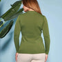 Cardigan scollo a V in maglia di misto viscosa con logo in strass. DORABELLA
