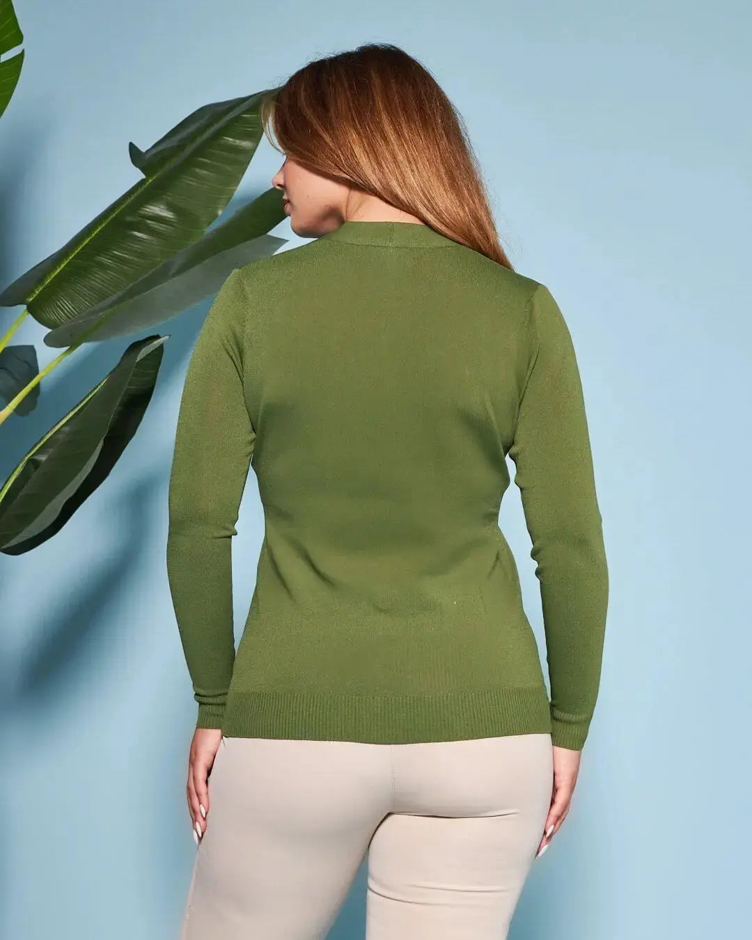 Cardigan scollo a V in maglia di misto viscosa con logo in strass. DORABELLA