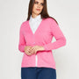 Cardigan scollo a V in maglia di misto viscosa con logo in strass. DORABELLA
