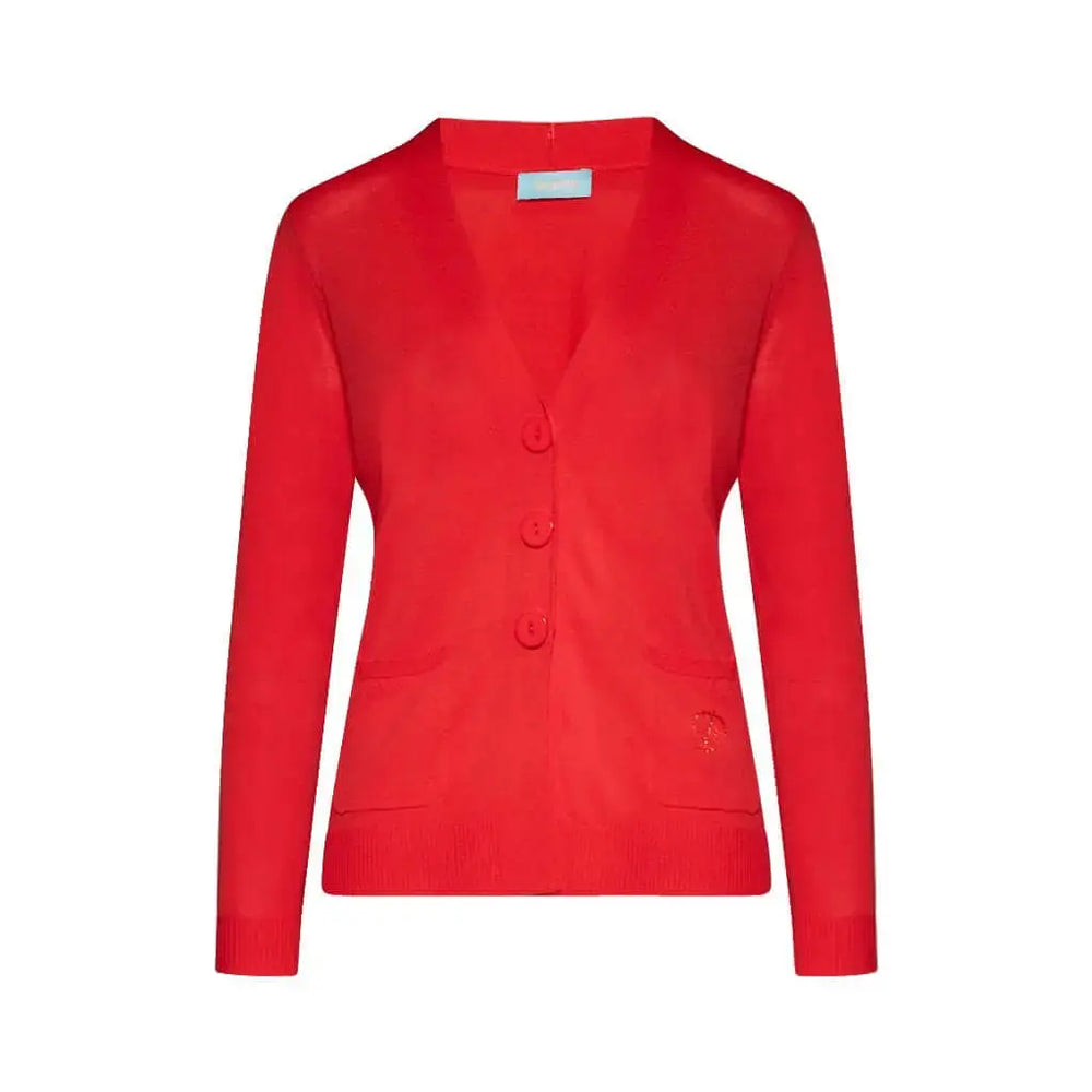 Cardigan scollo a V in maglia di misto viscosa con logo in strass. PAPAVERO DORABELLA XXL