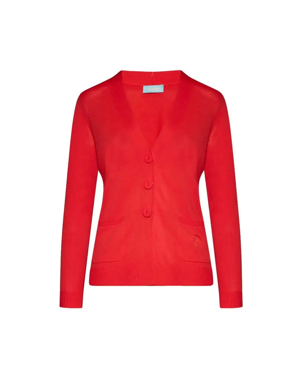 Cardigan scollo a V in maglia di misto viscosa con logo in strass. PAPAVERO DORABELLA XXL