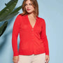 Cardigan scollo a V in maglia di misto viscosa con logo in strass. PAPAVERO DORABELLA