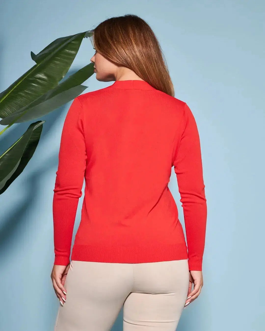 Cardigan scollo a V in maglia di misto viscosa con logo in strass. PAPAVERO DORABELLA