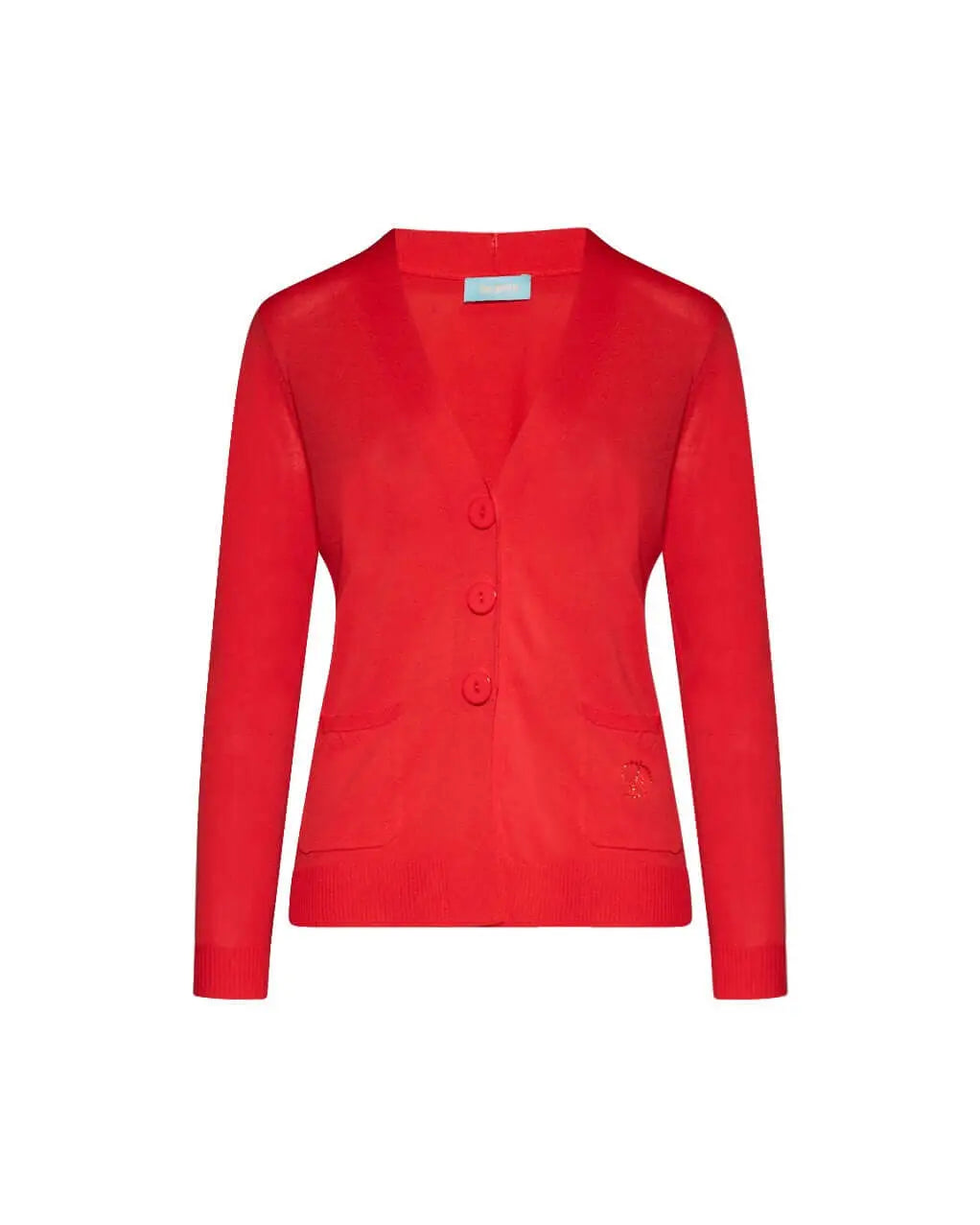 Cardigan scollo a V in maglia di misto viscosa con logo in strass. PAPAVERO DORABELLA XXL