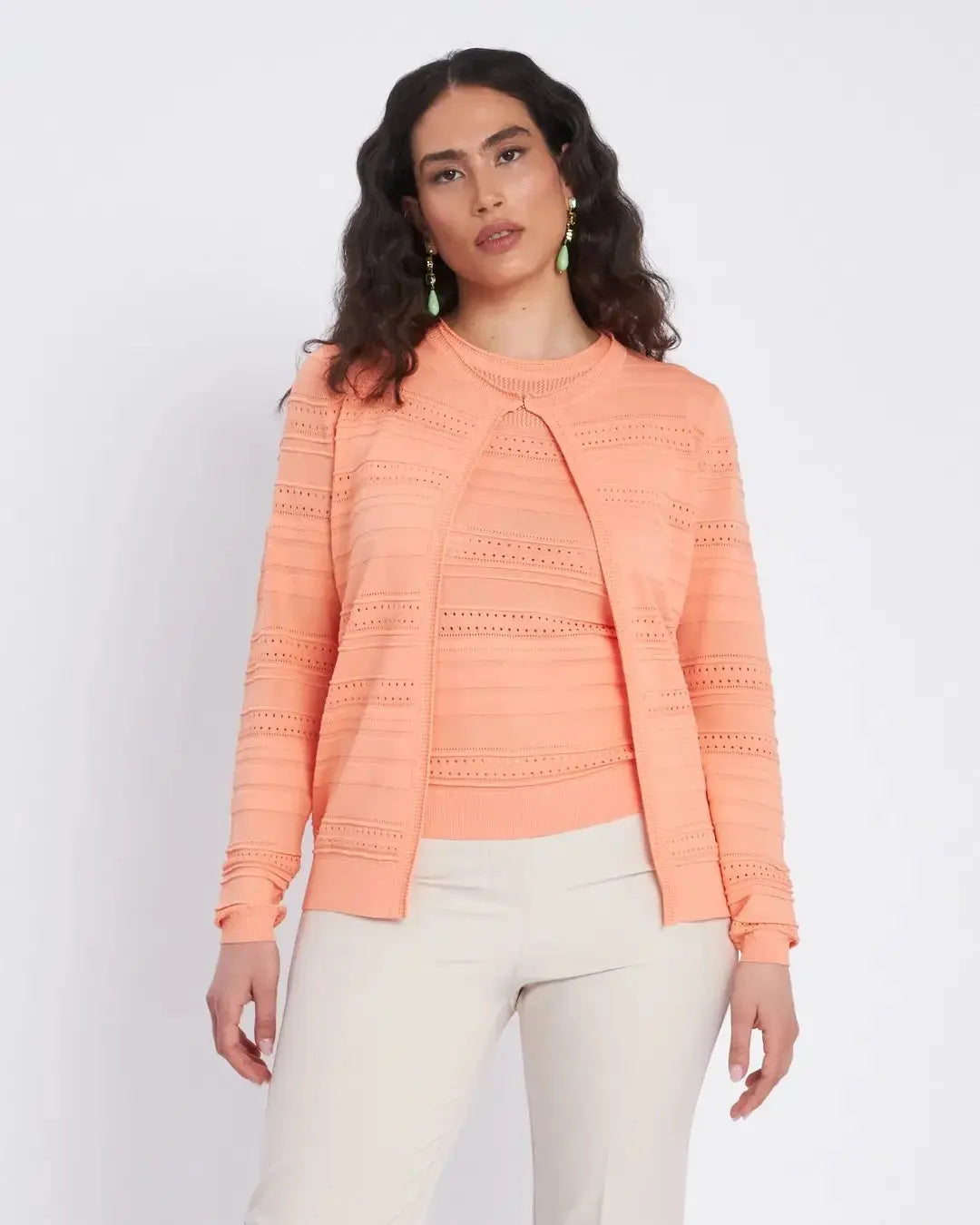 Cardigan senza bottoni con trafori all over PESCA DORABELLA XXXL