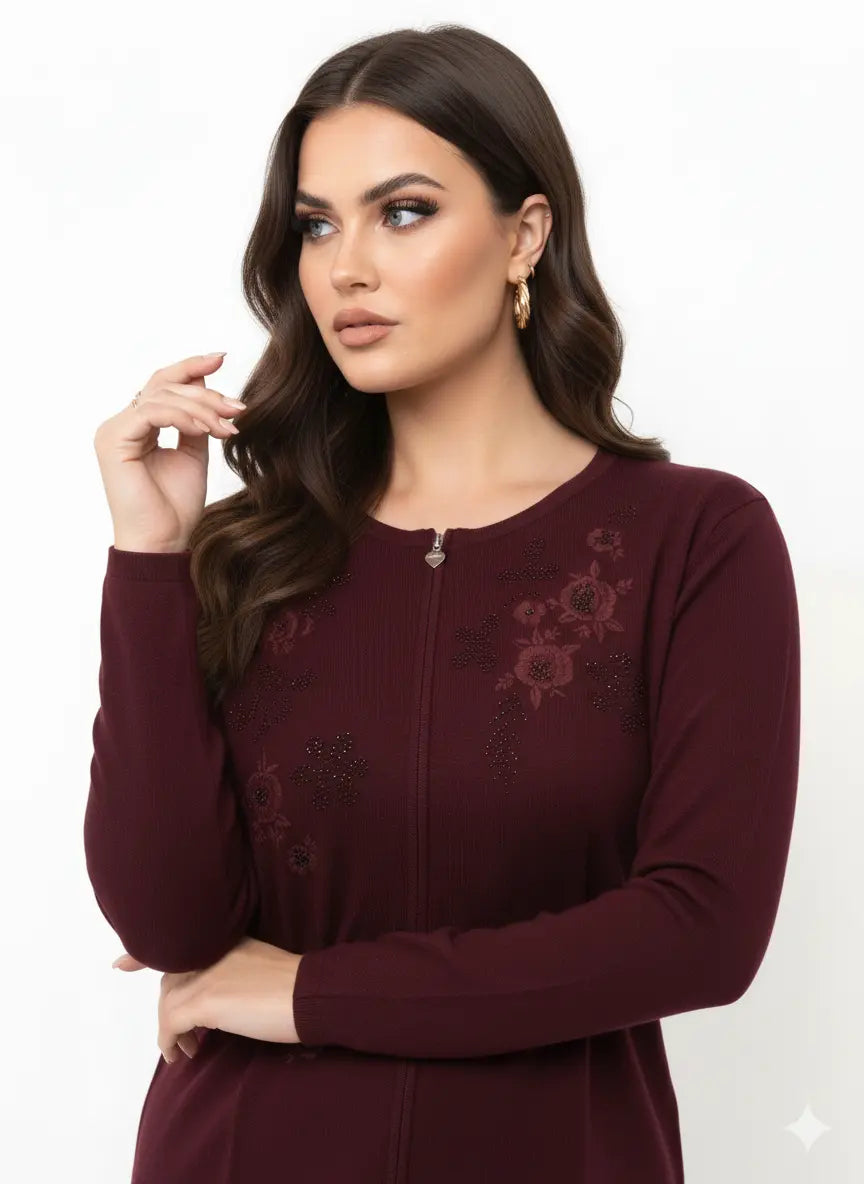 Cardigan tinta unita con ricamo e applicazione DORABELLA PIU'