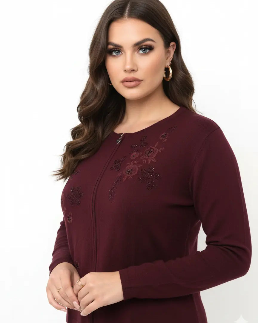 Cardigan tinta unita con ricamo e applicazione DORABELLA PIU'