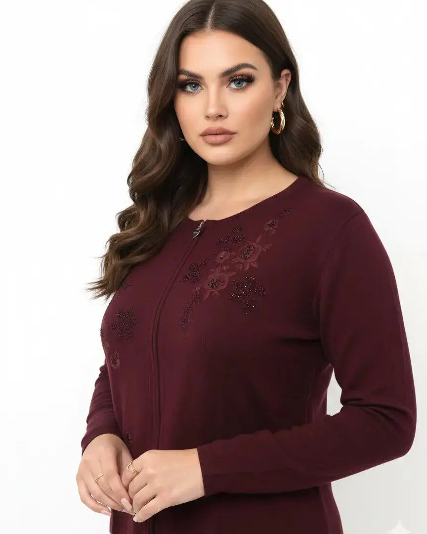 Cardigan tinta unita con ricamo e applicazione DORABELLA PIU'