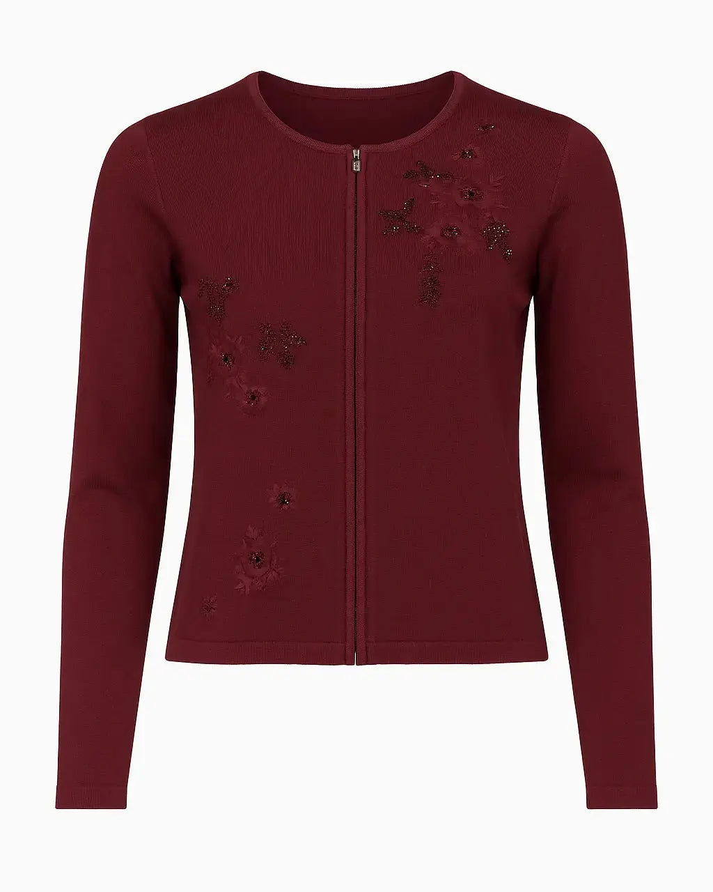 Cardigan tinta unita con ricamo e applicazione DORABELLA PIU' 3XL (49) / Bordeaux