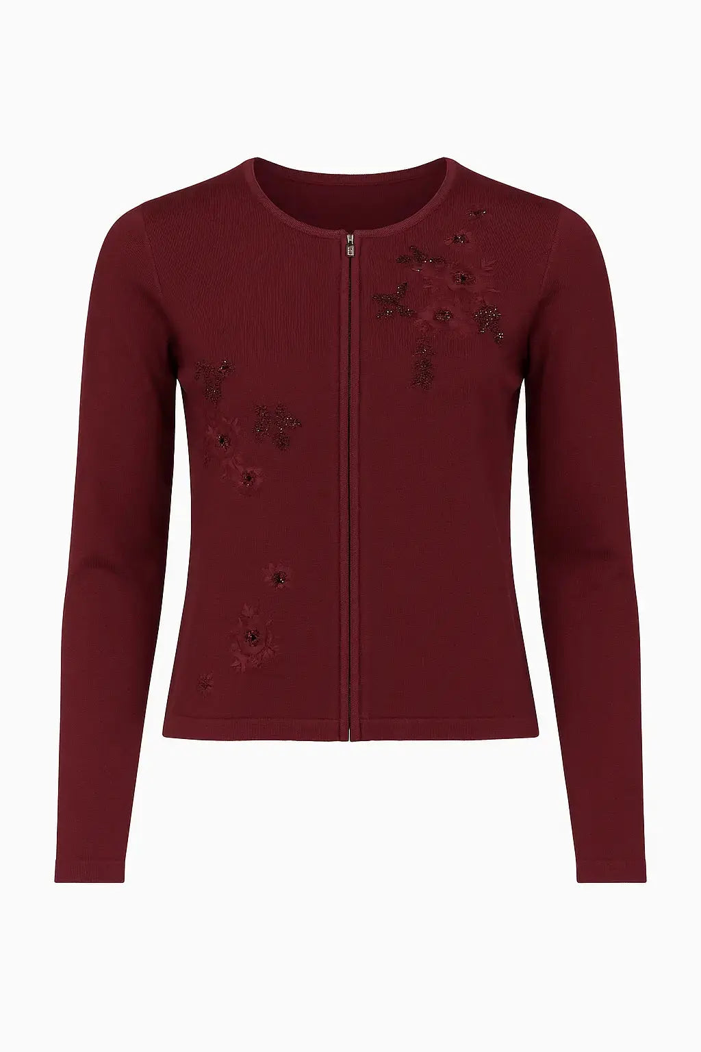 Cardigan tinta unita con ricamo e applicazione DORABELLA PIU' 3XL (49) / Bordeaux