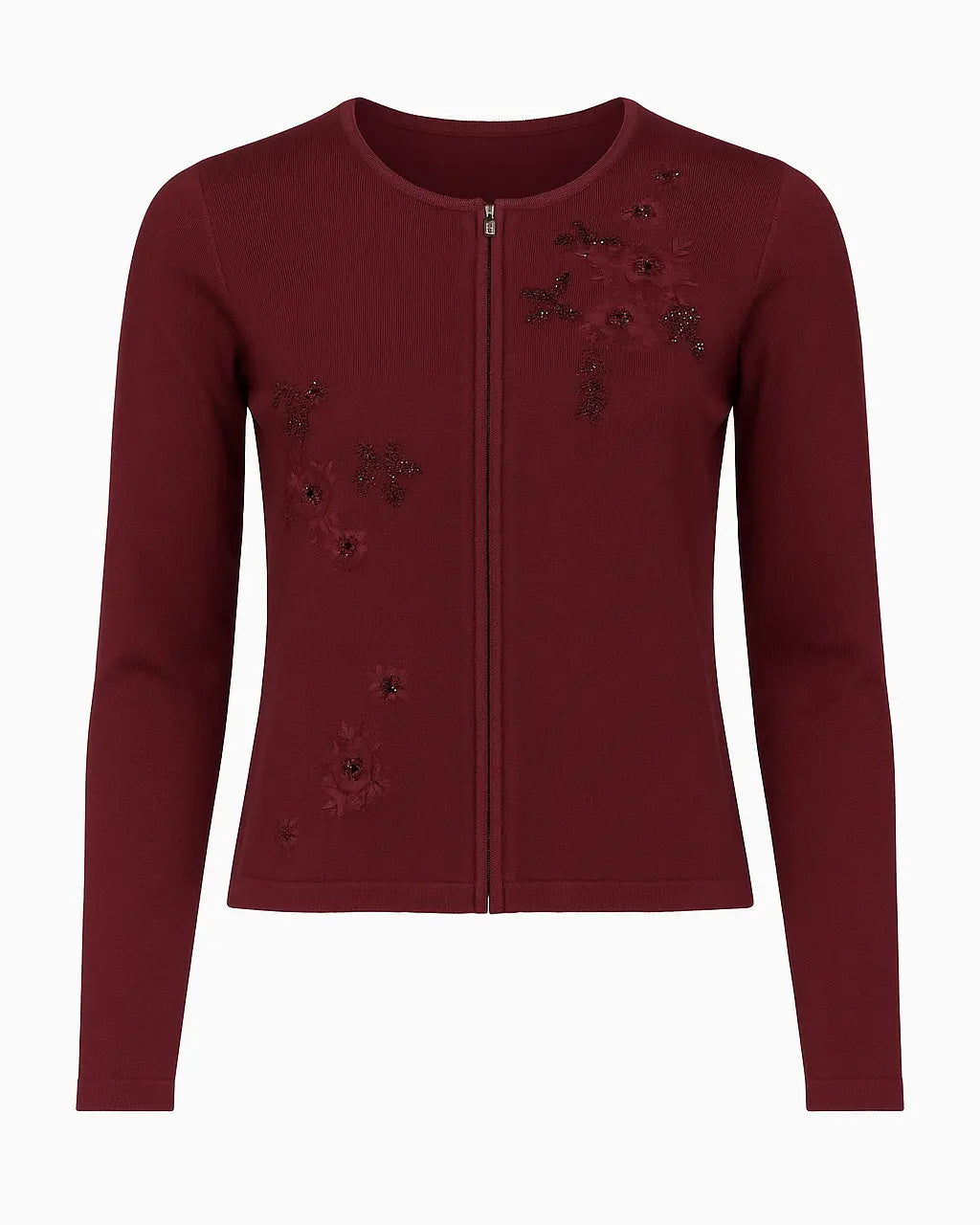 Cardigan tinta unita con ricamo e applicazione DORABELLA PIU' 3XL (49) / Bordeaux