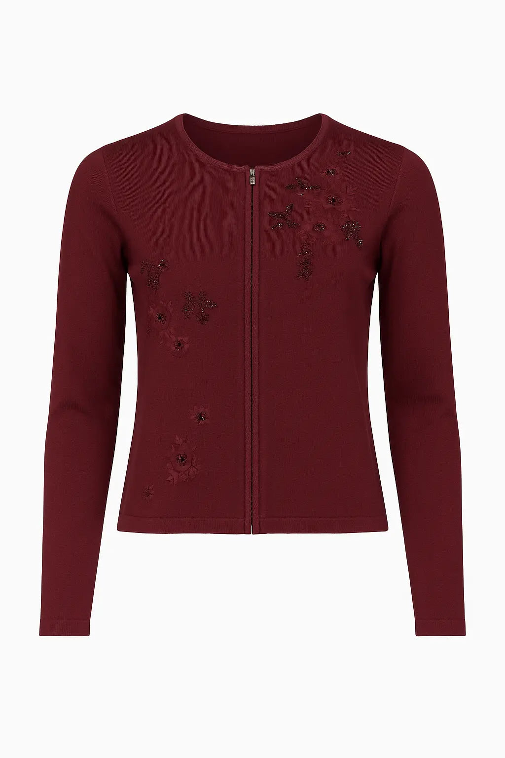 Cardigan tinta unita con ricamo e applicazione DORABELLA PIU' 3XL (49) / Bordeaux