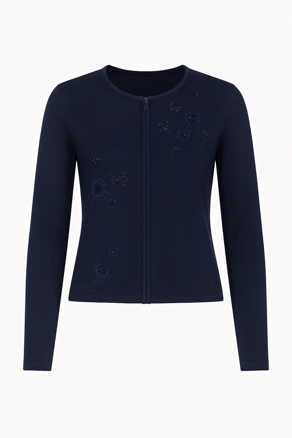 Cardigan tinta unita con ricamo e applicazione DORABELLA PIU' 3XL (49) / Blu