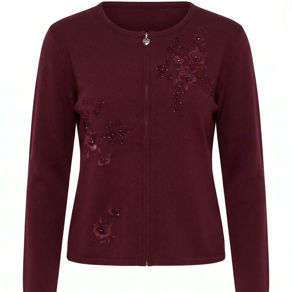 Cardigan tinta unita con ricamo e applicazione DORABELLA PIU'