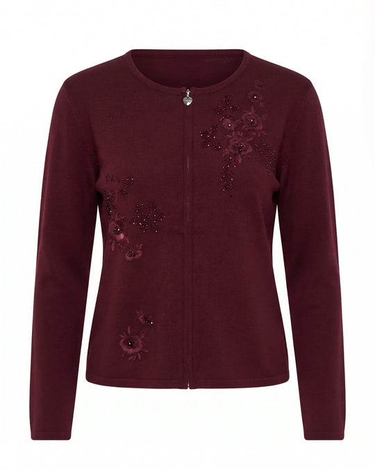 Cardigan tinta unita con ricamo e applicazione DORABELLA PIU'
