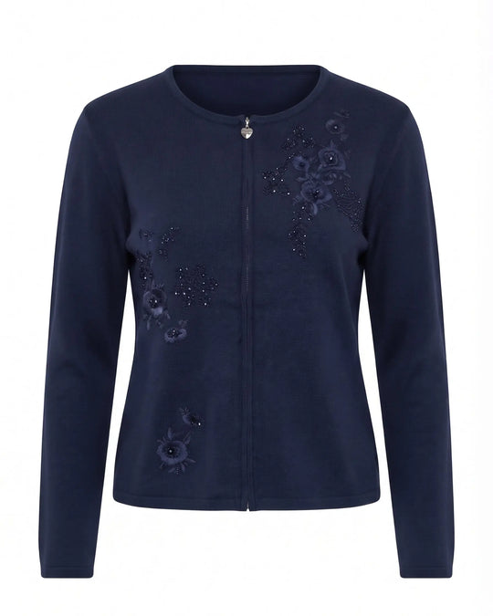 Cardigan tinta unita con ricamo e applicazione DORABELLA PIU'