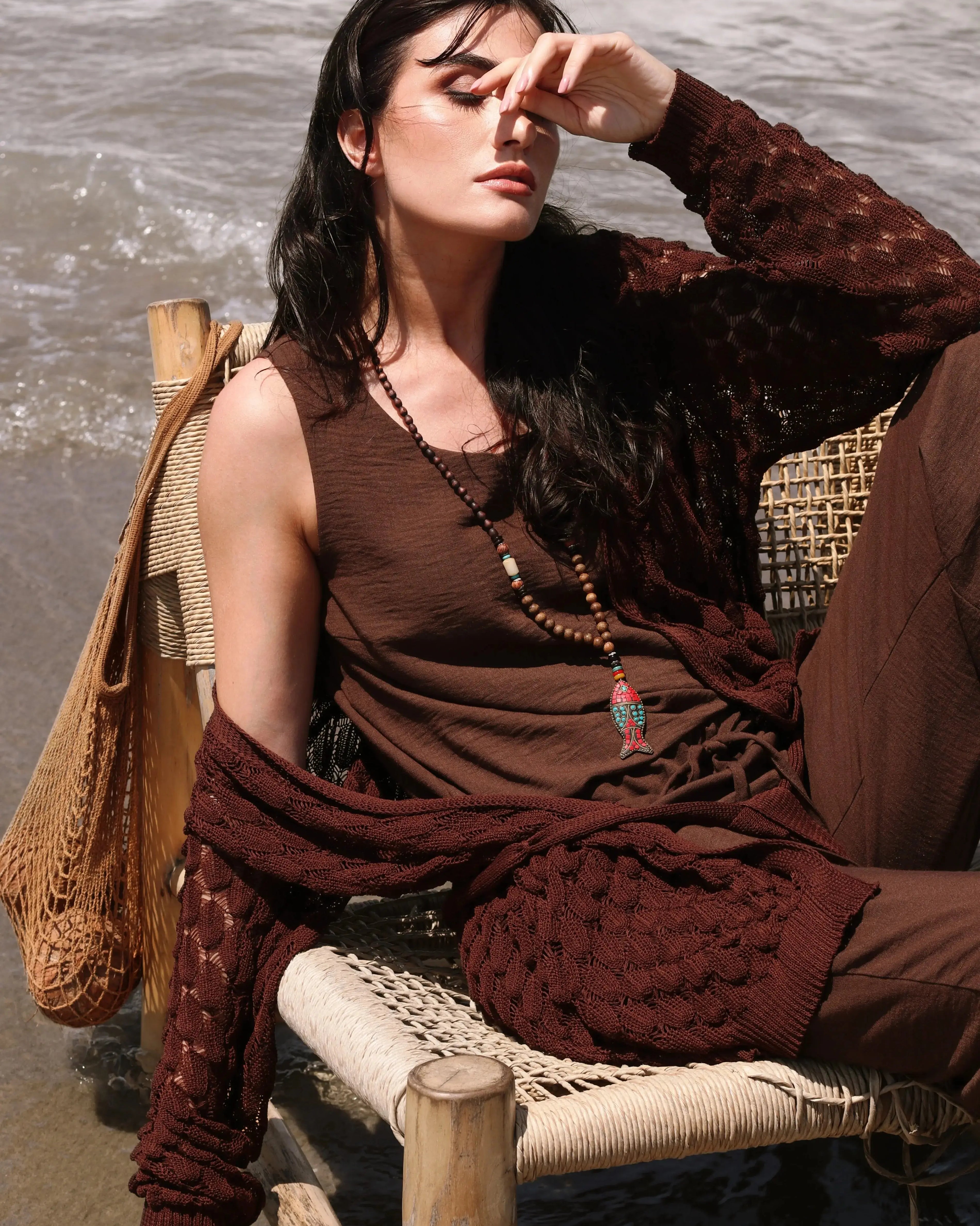 Cardigan traforato con fusciacca DORABELLA