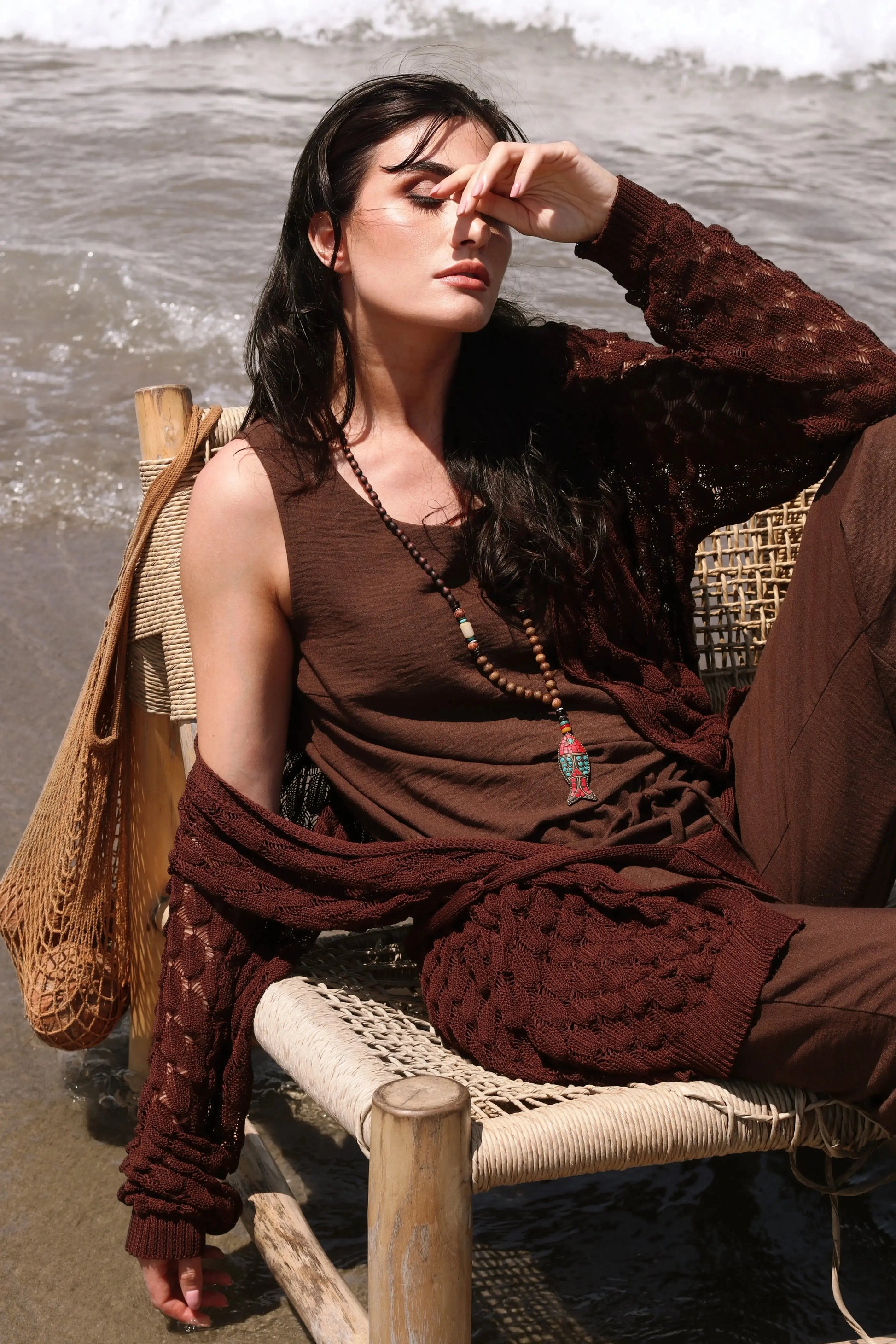 Cardigan traforato con fusciacca DORABELLA