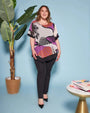Casacca combinata in georgette con fantasia multicolore e jersey elasticizzato tinta unita. LILLA DORABELLA PIU'