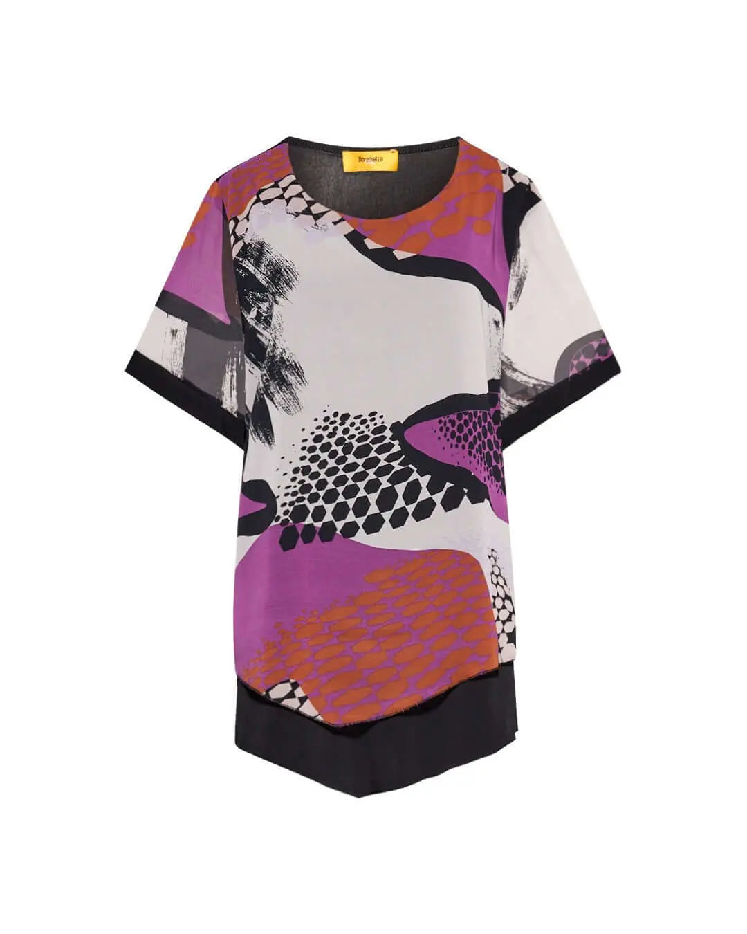 Casacca combinata in georgette con fantasia multicolore e jersey elasticizzato tinta unita. LILLA DORABELLA PIU'