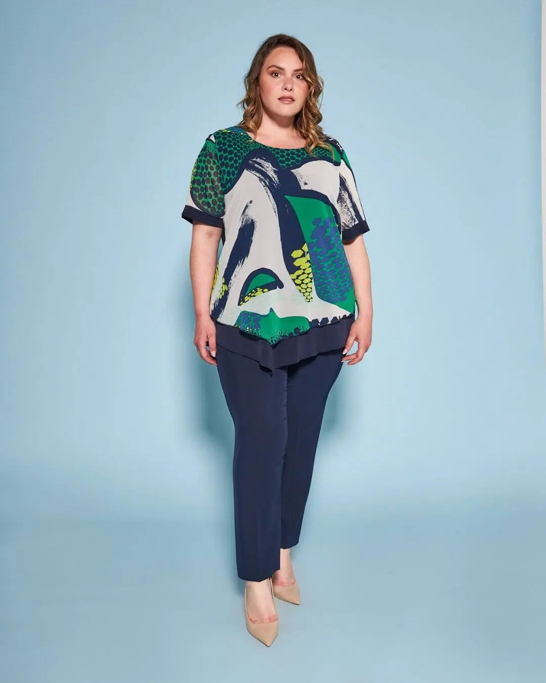 Casacca combinata in georgette con fantasia multicolore e jersey elasticizzato tinta unita. ROYAL DORABELLA PIU'