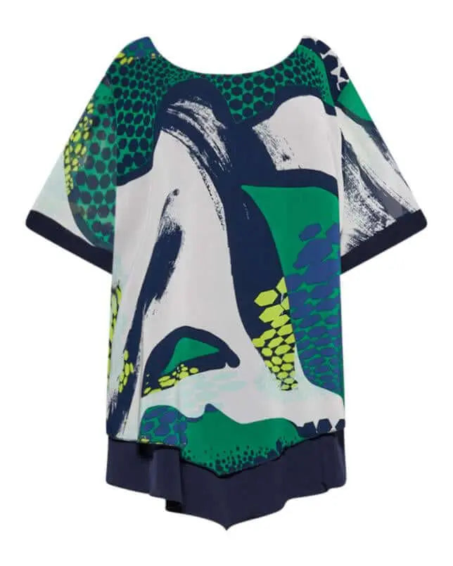 Casacca combinata in georgette con fantasia multicolore e jersey elasticizzato tinta unita. ROYAL DORABELLA PIU'