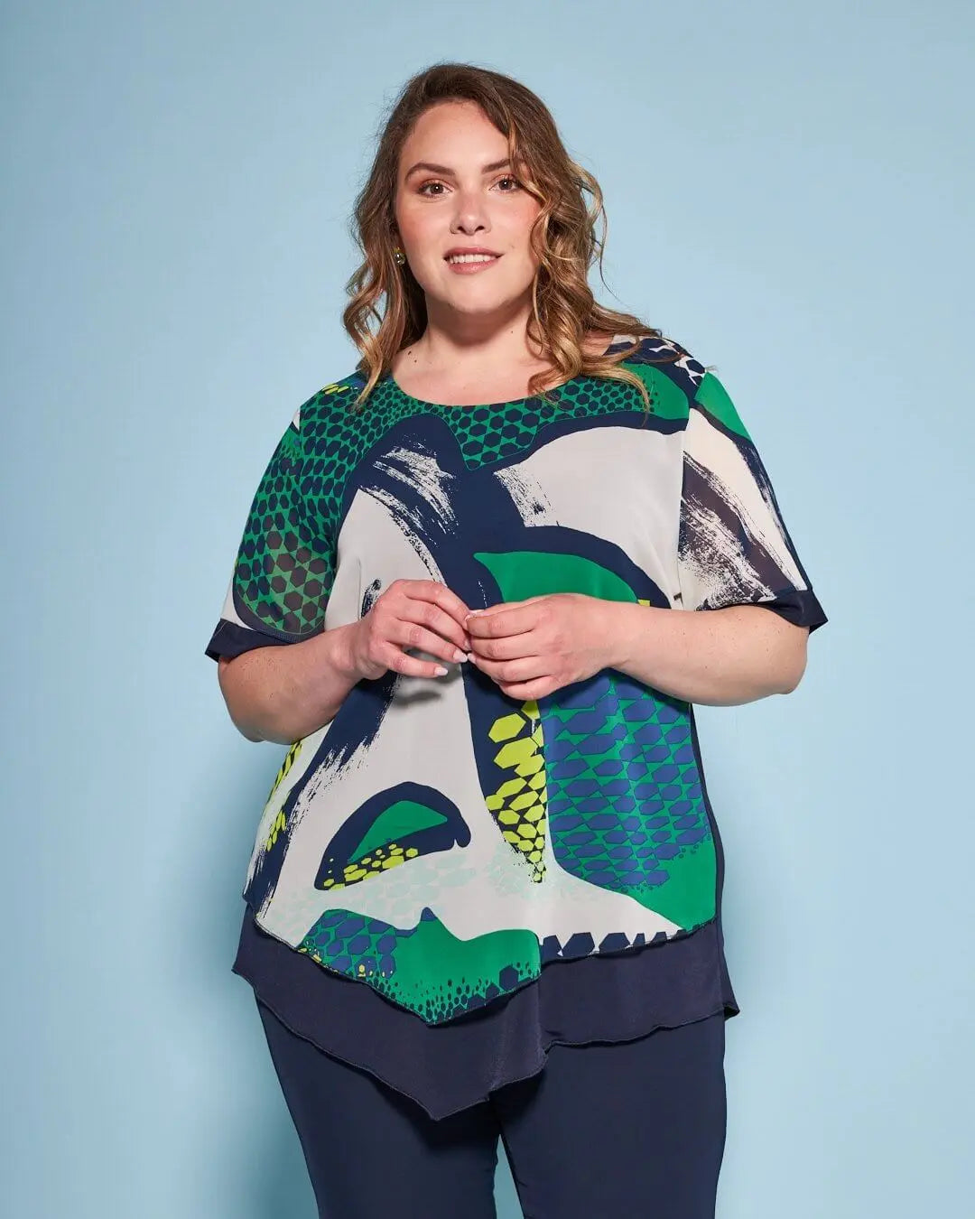 Casacca combinata in georgette con fantasia multicolore e jersey elasticizzato tinta unita. ROYAL DORABELLA PIU'