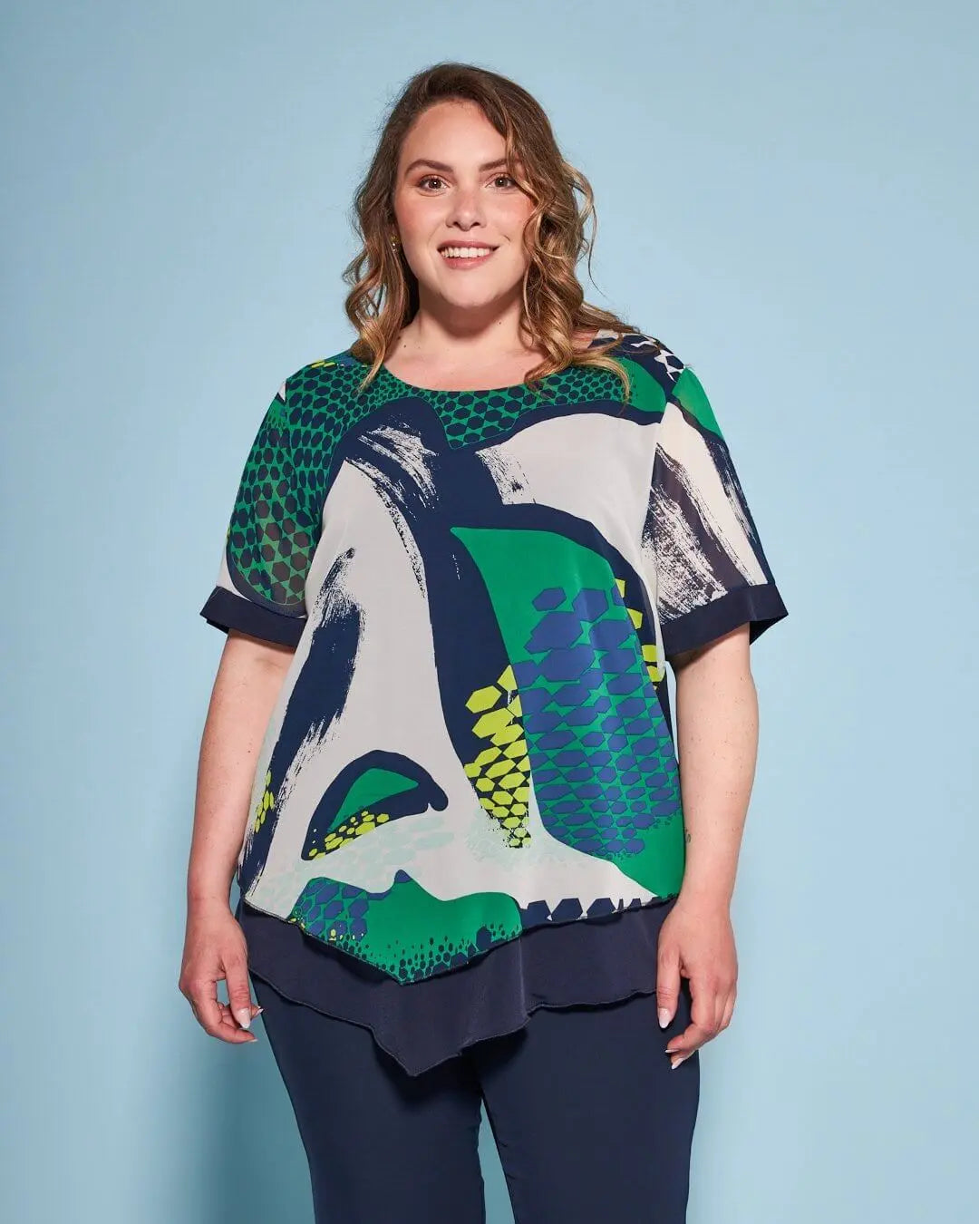 Casacca combinata in georgette con fantasia multicolore e jersey elasticizzato tinta unita. ROYAL DORABELLA PIU'