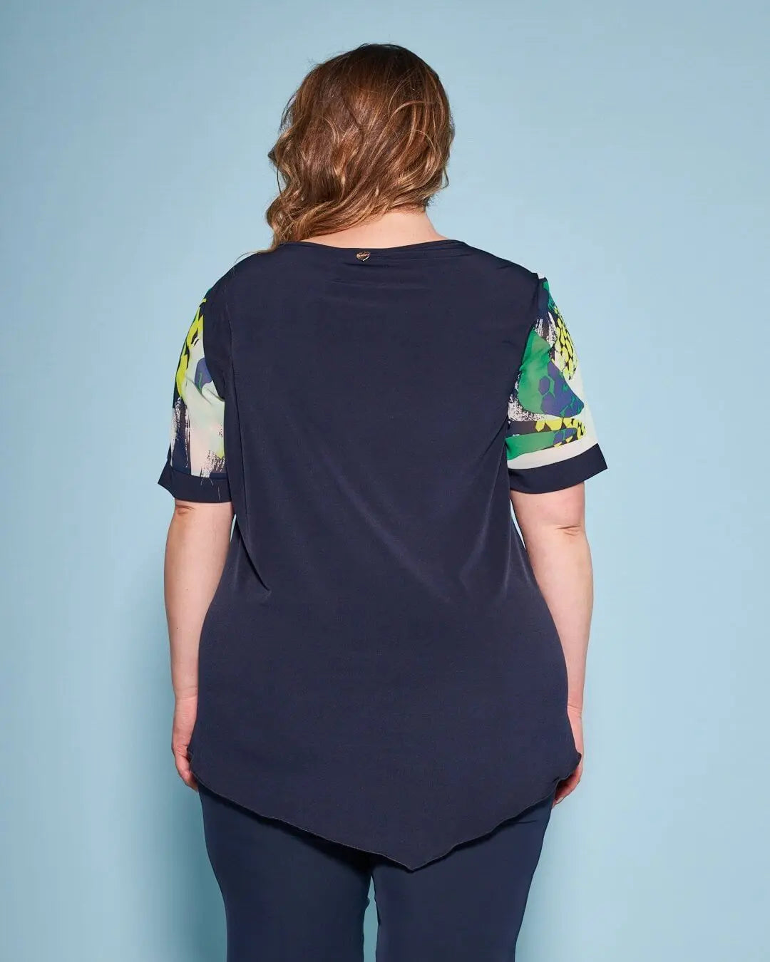 Casacca combinata in georgette con fantasia multicolore e jersey elasticizzato tinta unita. ROYAL DORABELLA PIU'