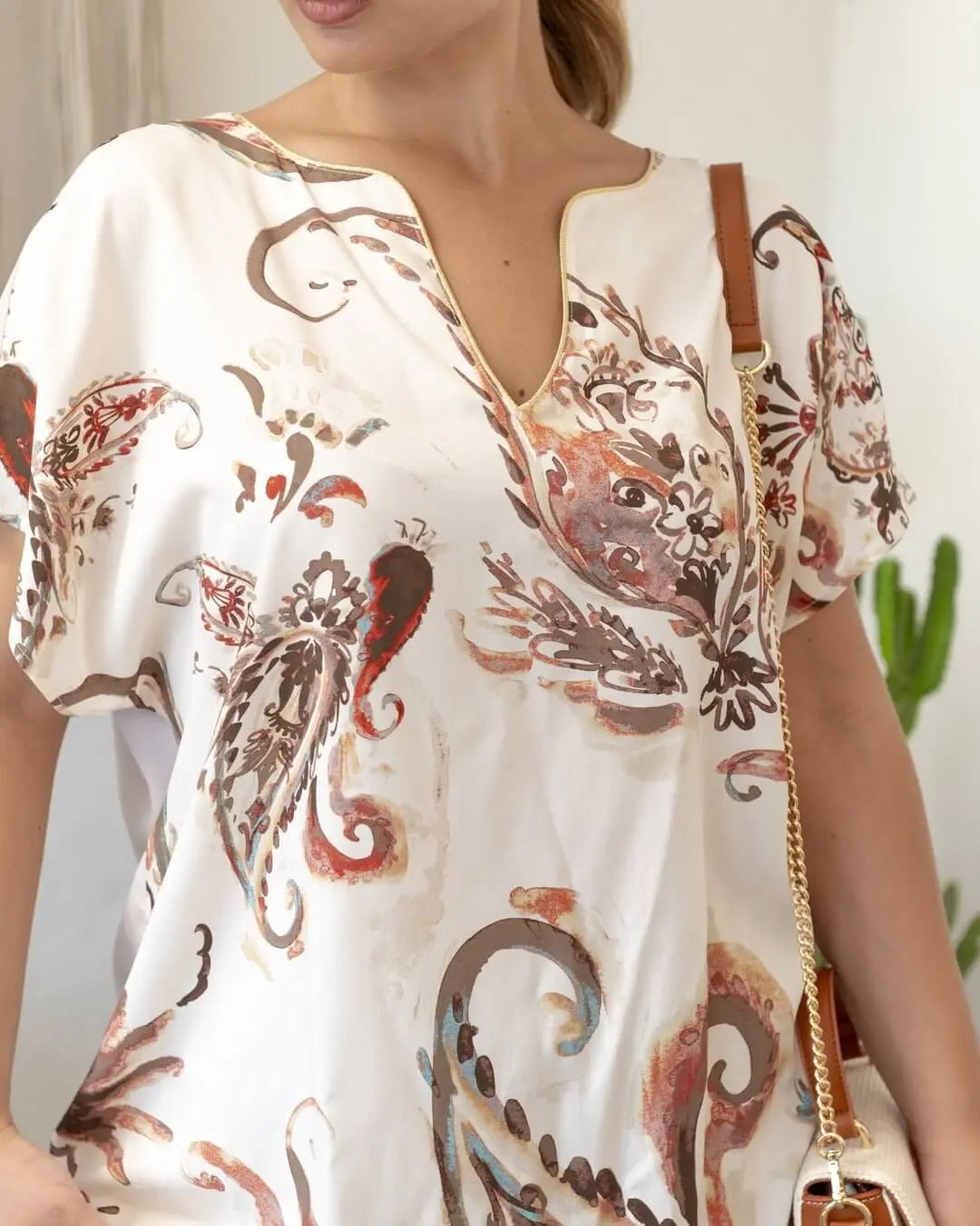 Casacca scollo a V in viscosa con manica kimono FANTASIA DORABELLA PIU'