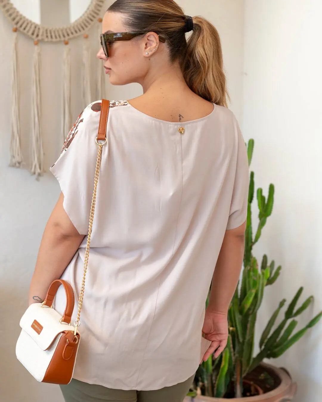 Casacca scollo a V in viscosa con manica kimono FANTASIA DORABELLA PIU'