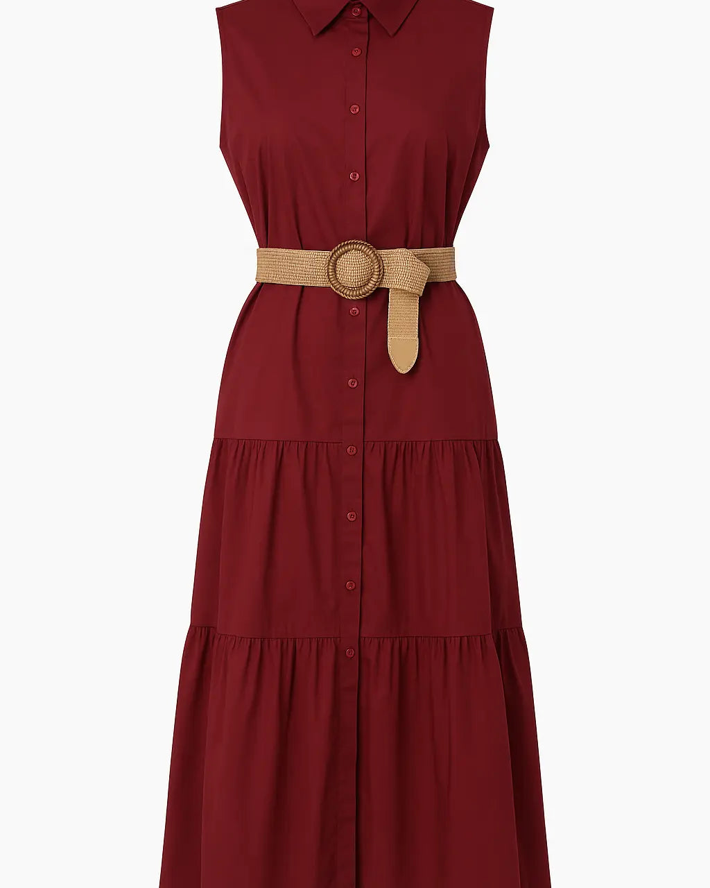 Chemisier con cintura in raffia Unica by Dorabella Burgundy-Taglia-unica-44-46-o-M-L