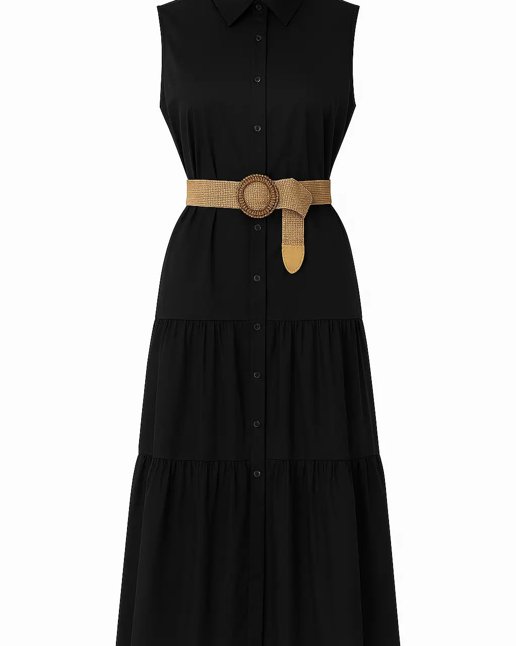 Chemisier con cintura in raffia Unica by Dorabella Nero-Taglia-unica-44-46-o-M-L