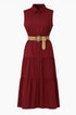 Chemisier con cintura in raffia Unica by Dorabella Burgundy-Taglia-unica-44-46-o-M-L