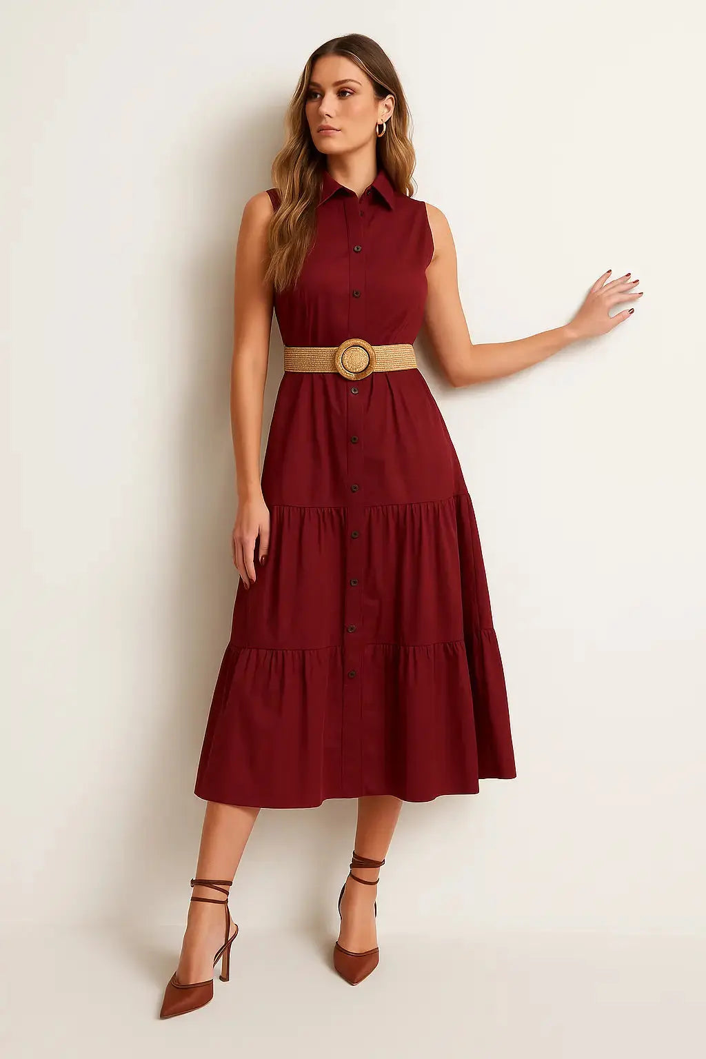 Chemisier con cintura in rafia Unica by Dorabella