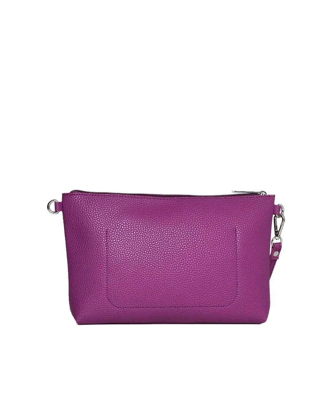 Clutch in ecopelle a grana con logo sul davanti e cinturino da polso SUMMER PURPLE DORABELLA EASY