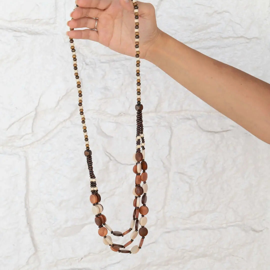 Collana etnica con pietre MARRONE DORABELLA