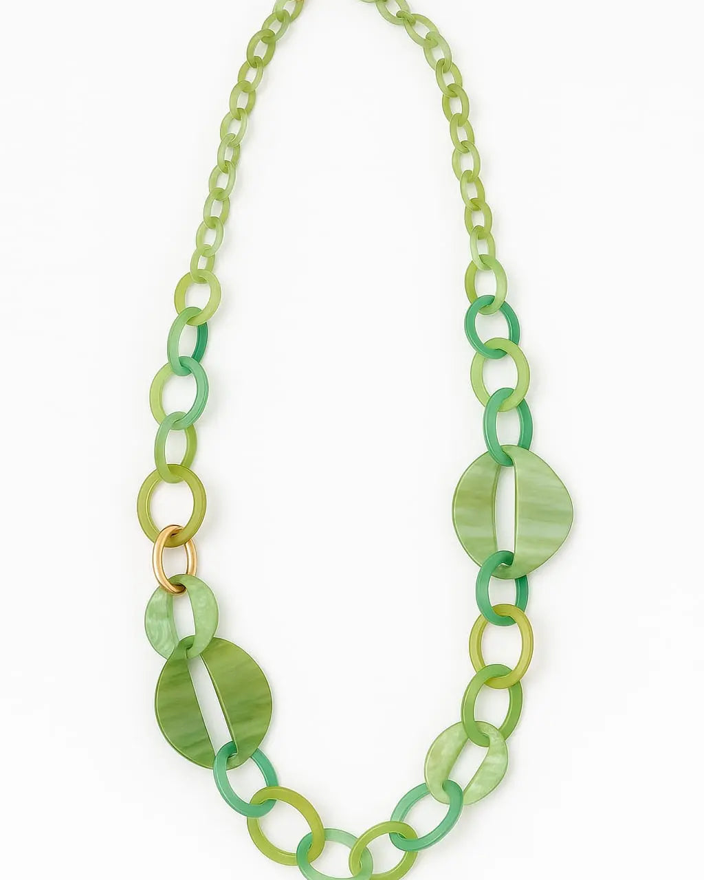 Collana lunga con anelli colorati in più grandezze Dorabella Verde