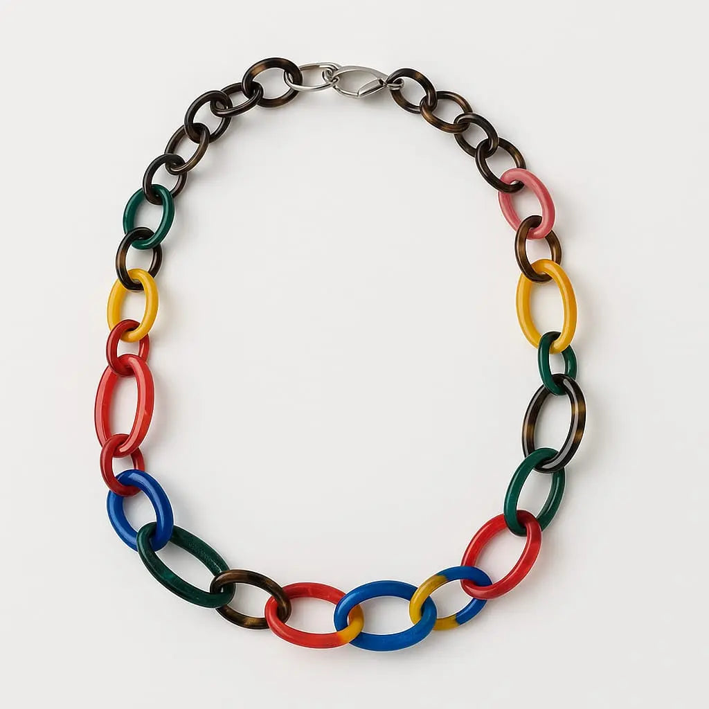Collana lunga con anelli in resina colorata Dorabella Multicolore