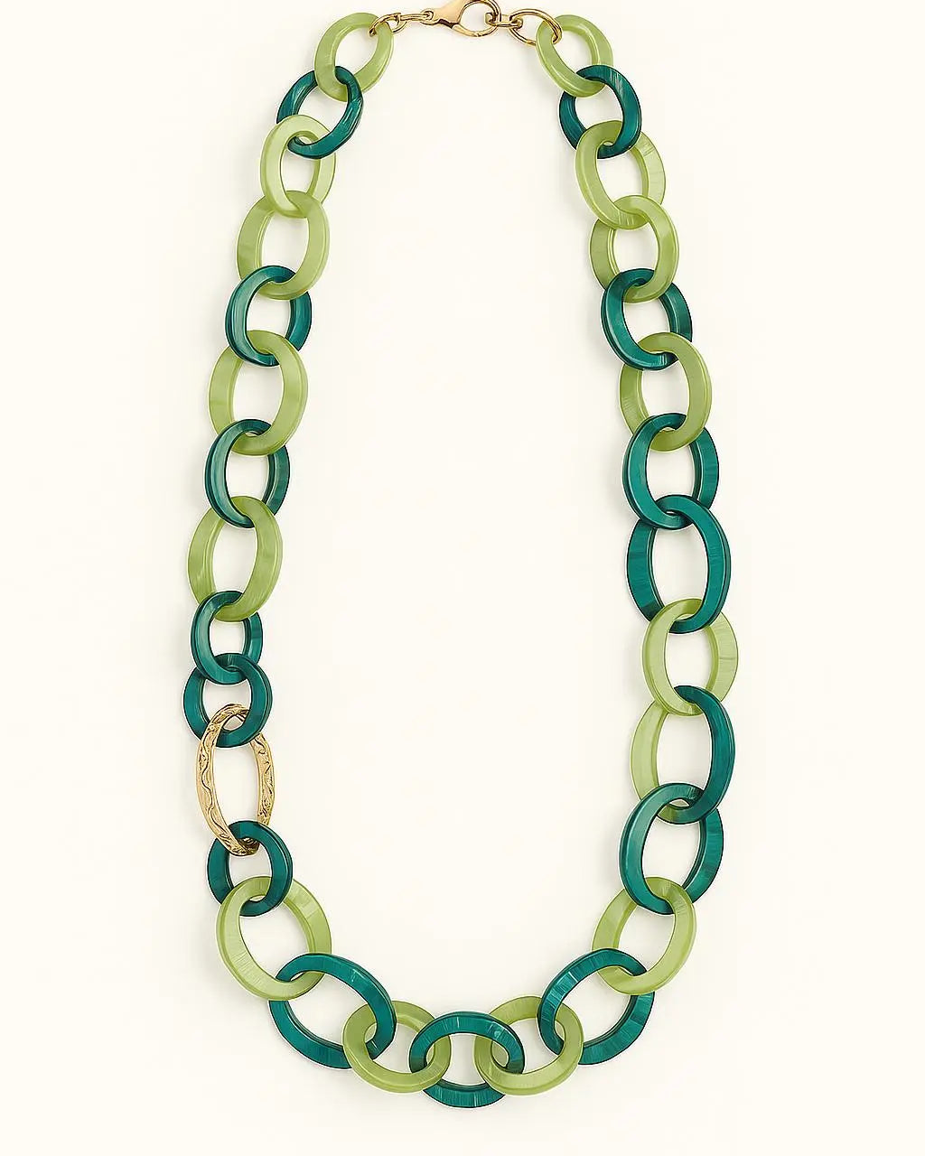 Collana lunga con anelli in resina colorata Dorabella Verde